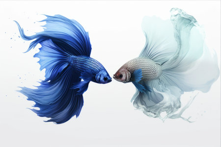Exquisite Half Moon Betta Fish Shines Alone on a Pure White Canvas [AR 3:2]の素材