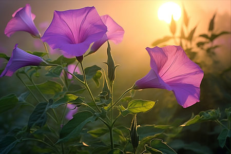 Purple Morning Glory Blossoms Gracefully at 3:2 Aspect Ratioの素材