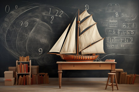 Nautical Inspiration: Capturing the Essence of Sailing on a Chalkboard Canvasの素材