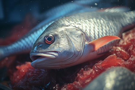 Splendid Shot: Unveiling the Beauty of a Raw Fish at the Market (AR 3:2)の素材