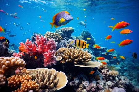 The Mesmerizing Beauty of the Colorful Fish and Coral in the Great Barrier Reef: A Harp-Focused Underwater Wonderland! (AR 3:2)の素材