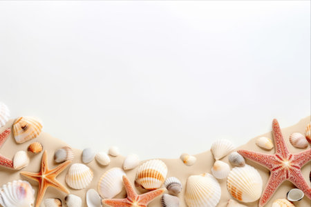 Marine Treasures: A Visual Journey of Sea Shells and Bivalves on a Pure White Canvasの素材