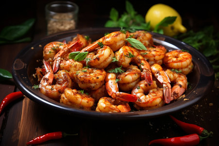Crispy Delights: Herbed and Spiced Fried Shrimps with a Twist AR 3:2の素材