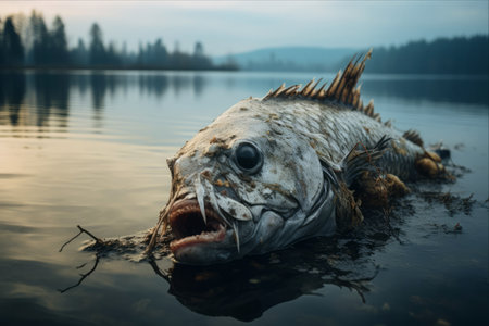 Lifeless Reflections: Unraveling the Mystery of Dead Fish on a Lakeの素材