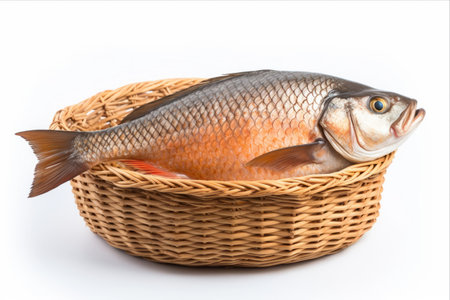 Bountiful Decapterus Fish: A Captivating Sight in a Pure White Basketの素材