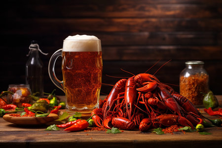 A Perfect Pairing: Beer and Boiled Crawfish on the Table | AR 3:2の素材