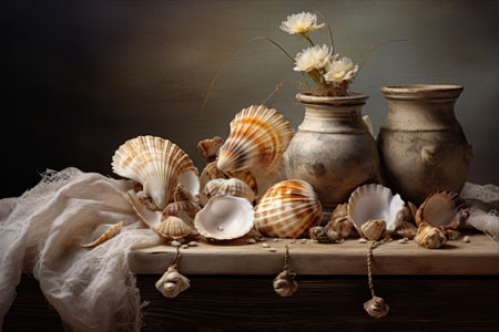 Artistic Arrangement: Seashells on the Tableの素材