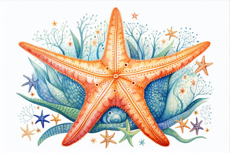 Captivating Sea Starfish Illustration: Embracing the Magnificent Oceanic Beautyの素材