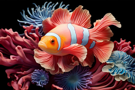 Underwater Symphony: The Enchanting Dance of Fish in Anemoneの素材
