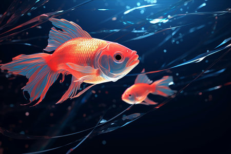 Exploring the Underwater Symphony: AI-Generated Fish in an Aquariumの素材