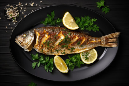 Delectable Grilled Fish: A Tempting Mockup for Restaurant Menusの素材