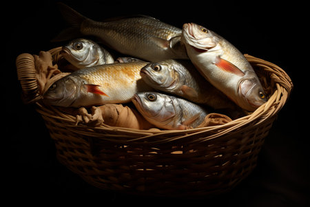 The Abundance of Faith: Five Loaves and Two Fish in a Basketの素材