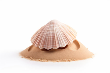 Immaculate Seashell Amidst a Pristine White Backgroundの素材