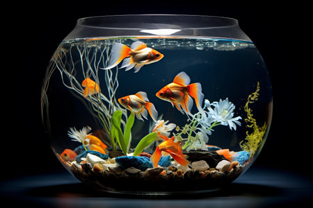 Exploring the Underwater Realm: Free-Swimming Aquarium Fish Thriving in a 3:2 Fish Tankの素材