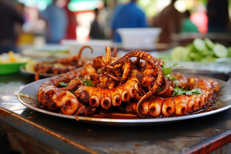 Savouring the Delights of Grilled Squid: Exploring Thailand's Vibrant Street Food Culture -- AR 3:2の素材
