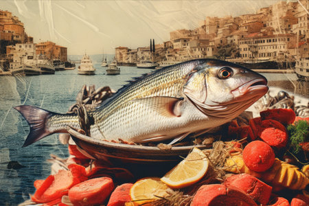 A Visual Medley: Exquisite Fresh Fish Await in the Vibrant Mediterranean Portの素材