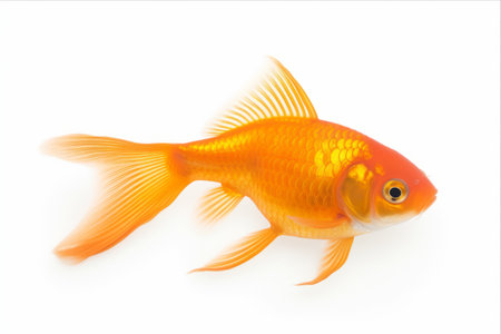 The Majestic Goldfish: A Striking Isolation on White Canvas!の素材