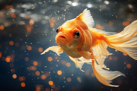 Glimpsing the Golden World of Goldfish: A Journey into the 3:2 Aquatic Wonderlandの素材