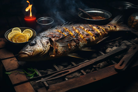Savoring Grilled Fish: A Scrumptious Delight on Your Table (Aspect Ratio 3:2)の素材