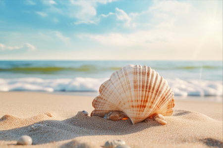 Serene Shells on Sun-kissed Sands: Embracing Summer Blissの素材