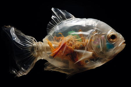 The Tragic Encounter of a Majestic Deep Sea Fish with a Light Bulb Trapped in a Plastic Bagの素材