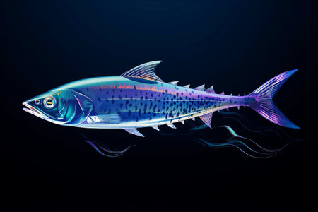 The Singular Beauty of Isolated Mackerel Fish: A Journey into Generative AIの素材