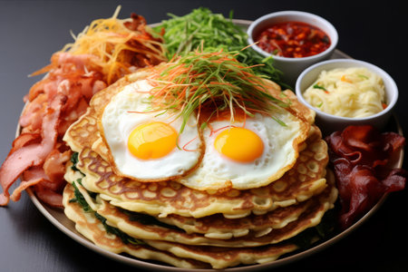 Deliciously Savory Korean Pancakes: A Tantalizing Assortment for Every Palate (3:2 Aspect Ratio)の素材