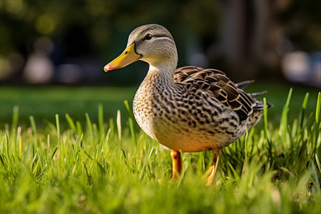 The Majestic Mallard: Captured in Stunning 3:2 AR on Luscious Green Grassの素材