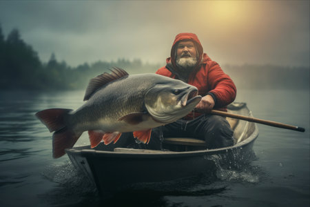 Unveiling the Mighty Chub Fish: An Adventurous Encounter in a Sailing Boatの素材