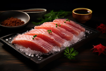 Succulent Raw Fish Fillet Served at a Perfect 3:2 Ratioの素材