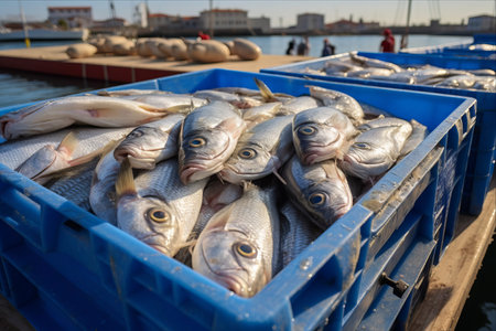Fresh Sea Bass from the Sea: A Glimpse into Italy's Fish Auction in Gradoの素材