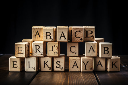 Unlock Your Creativity: Exploring a Basic Cube with Letters and Wooden Cube Signage - AR 3:2の素材