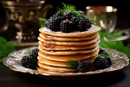 Pancakes with Black Caviar: Authentic Russian-style Breakfastの素材