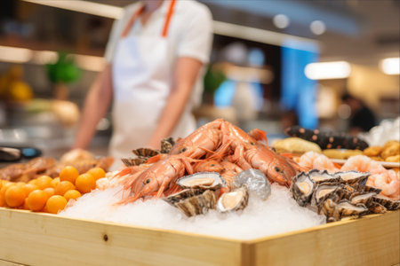 Oceanic Delights: Fresh Seafood Galore, Ready for Health-Conscious Shoppers!の素材