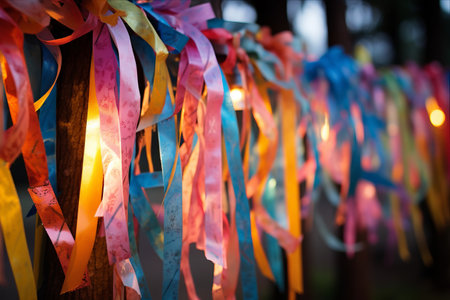 A Vibrant Spectacle: The Colorful Ribbons Adorning the New Year Festivalの素材