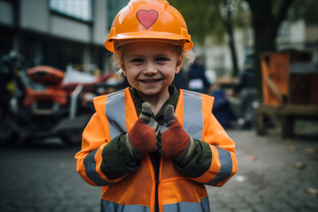 Youthful Love in Protective Gear: A Boy's Construction Worker Journeyの素材