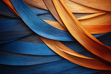 Elastic Harmony: Exploring the Blend of Blue and Orange on a Wooden Canvas --AR 3:2の素材