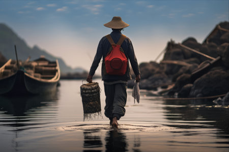 Triumphant Homecoming: Journey of a Successful Fisherman - AR 3:2の素材