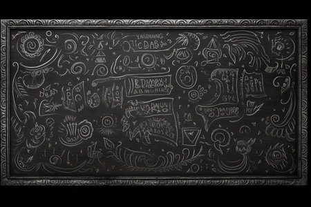 Doodling Creativity: Customizable Blackboard Canvas â Unleash Your Imagination!の素材