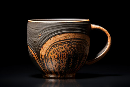 Intricate Handmade Ceramic Cup Shining in Isolation - AR 3:2の素材