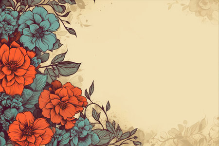 Vintage Summer Blooms: A Striking 3:2 Floral Background Perfect for Sample Textの素材