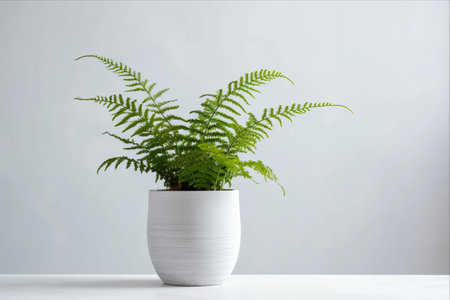 The Enchanting Fern: A Captivating Display Against a Minimalist Canvasの素材