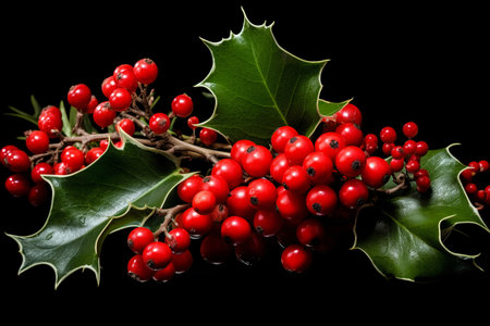 Holly Berry and Pine Tree: Festive Christmas Decoration in AR 3:2の素材