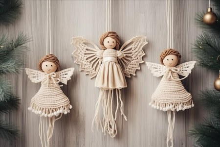 Eco-Friendly Christmas Magic: Handmade Macrame Decor with Angel and Natural Elementsの素材