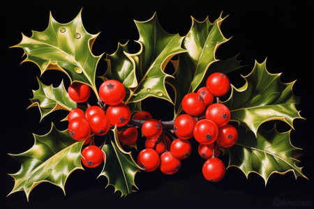 Festive Charm: Exploring the Christmas Holly --ar 3:2の素材