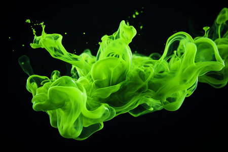 Vibrant and Captivating: The Mesmerizing Dance of Green Ink in Waterの素材