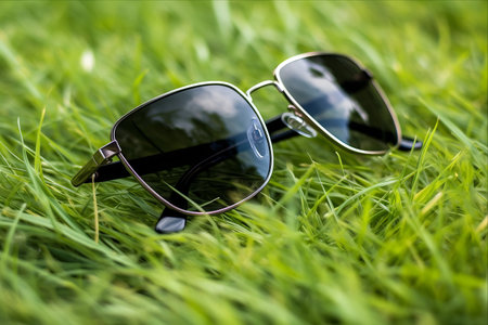 Grass-Kissed Tech: A Business Perspective through Sunglasses and Smartphoneの素材