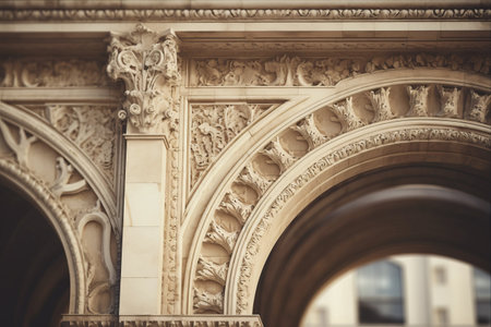 Architectural Beauty: Enchanting Closeup of Decorative Element in a Buildingの素材