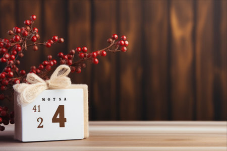 Winter Serenity: December 4th in a White Wooden Calendarの素材