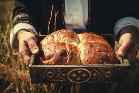 The Divine Essence of Rural Artistry: A Glimpse into the Retro Israel Man's Blessed Multi-Barley Pita Bun Bakeryの素材